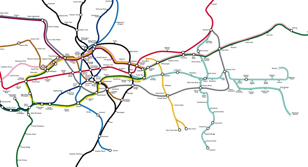 London Geographic Tube Map